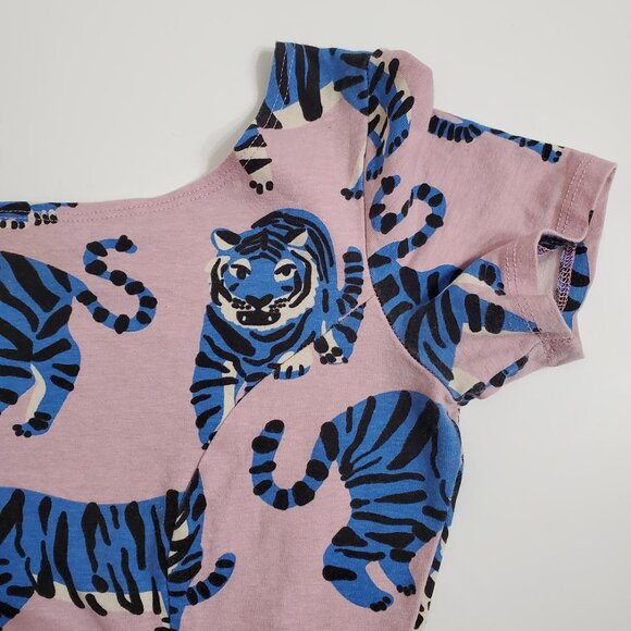 NOOWORKS Womens Cha Cha Mini Dress Small Blue Tiger Print Short Sleeve - Picture 13 of 14